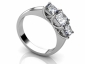 princess cut diamond trilogy ring MW62 profile view