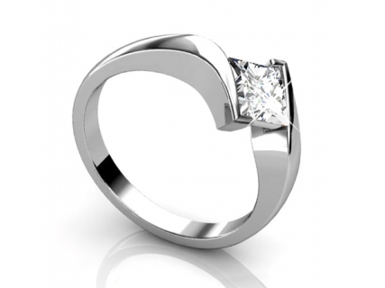 princess cut diamond solitaire ring twist band SPAP35 profile view 