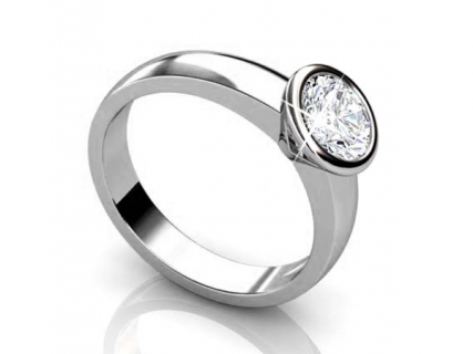 Rub-over setting Diamond ring SPAR16 profile view  